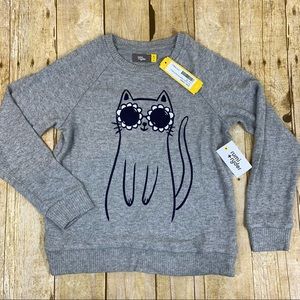 Stitchfix Rumi+Ryder Girls Size Medium 8-10 Gray Cat Raglan Pullover Sweater